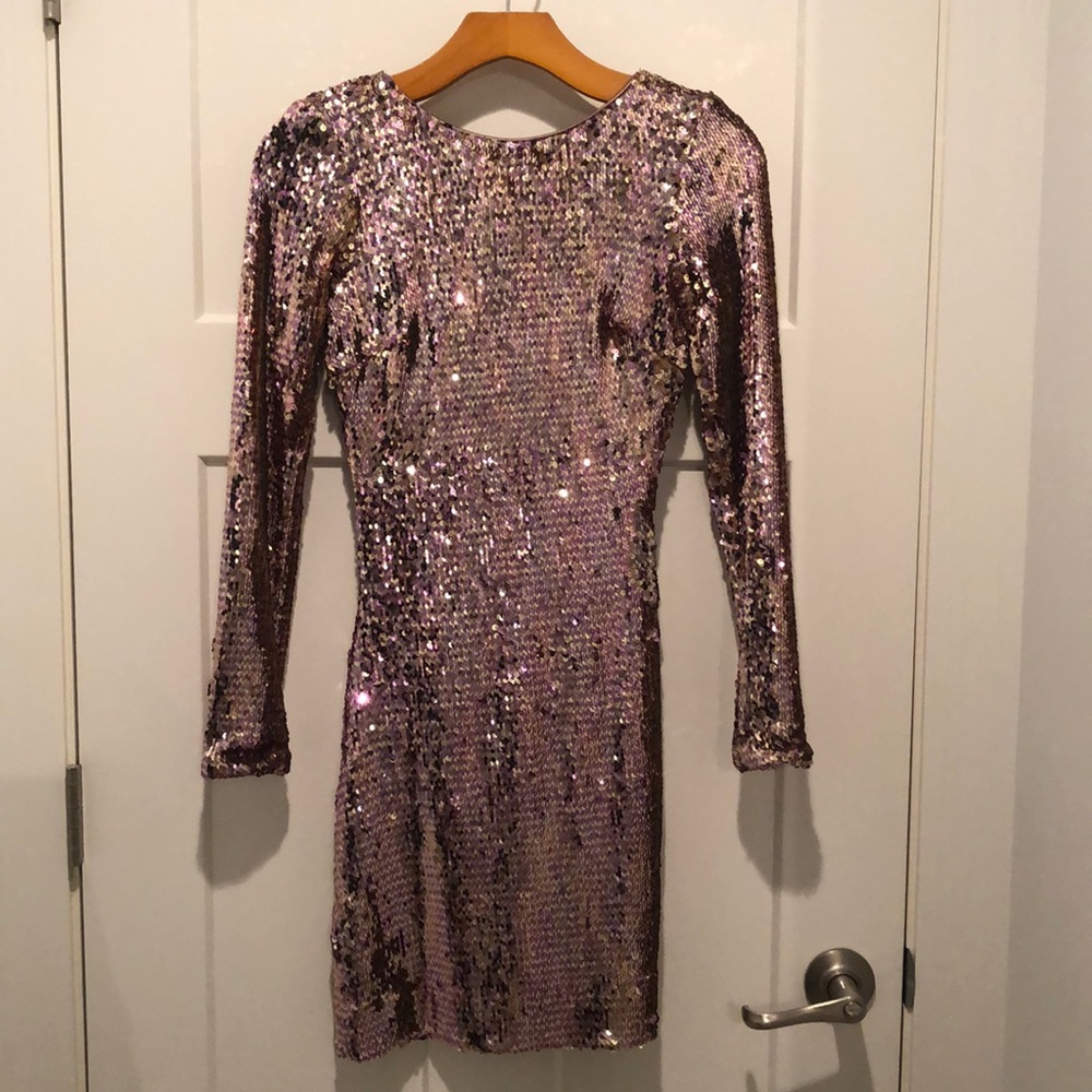 Dress the Population Rose Gold Sequins mini dress